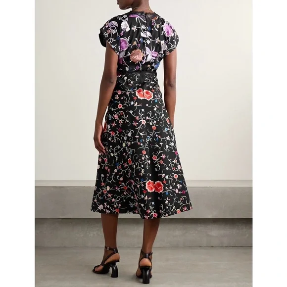 Sea New York Priscilla lace-trimmed embroidered crepe midi dress